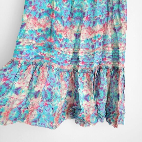 NWT Anthropologie Pepin  Willa Watercolor Ruched Shoulder Boho Mini Dress - Picture 10 of 12